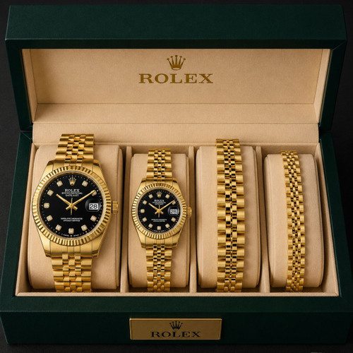 ست لاکچری ساعت و دستبند طرح Rolex Datejust زنانه و مردانه