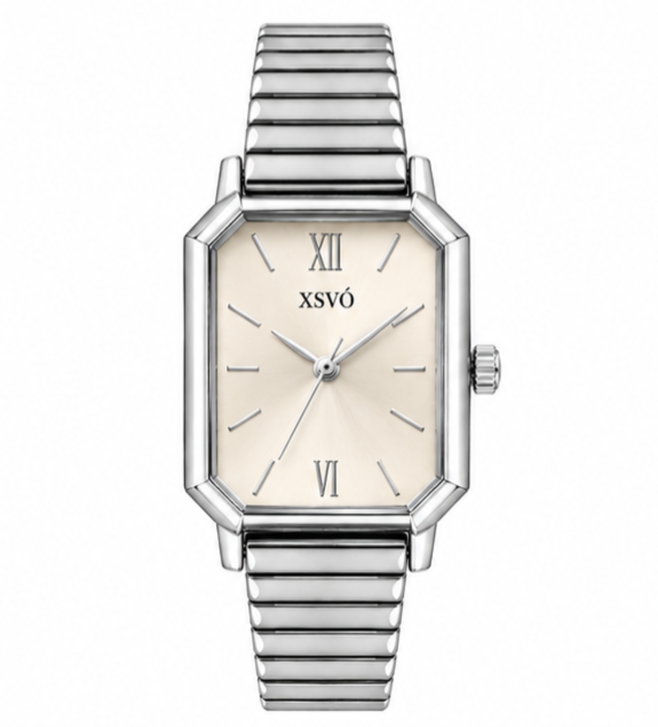 ساعت مچی زنانه XSVÓ مدل یونانی | صفحه مستطیلی مینیمال | بند استیل