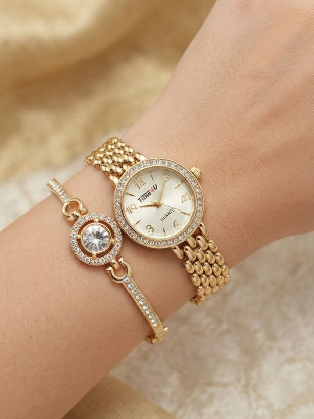 ساعت مچی زنانه برند Time4u به همراه دستبند ست نگیندار