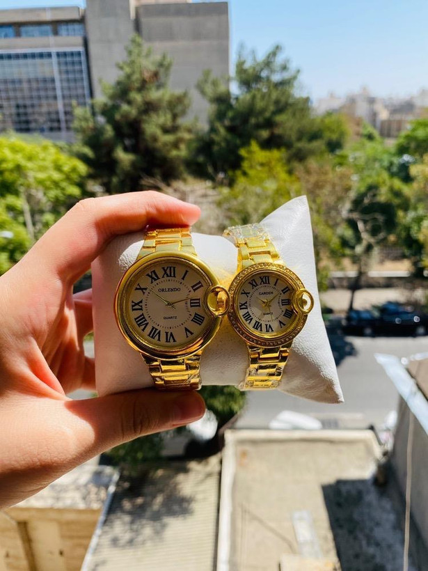 ست ساعت مچی زنانه و مردانه اورلندو مدل بند استیل صفحه گرد نگیندار